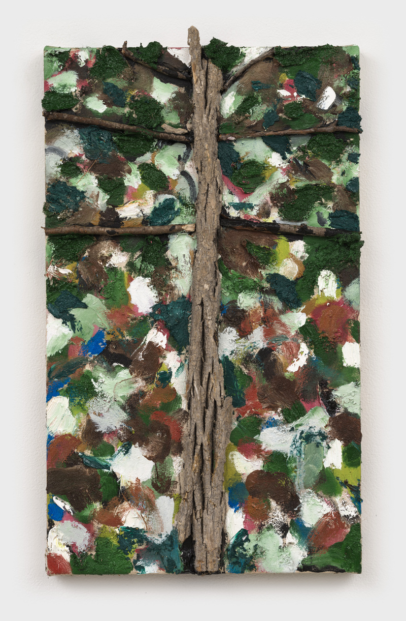William Staples Paintings Oil, bark, wood and saw dust on canvas.