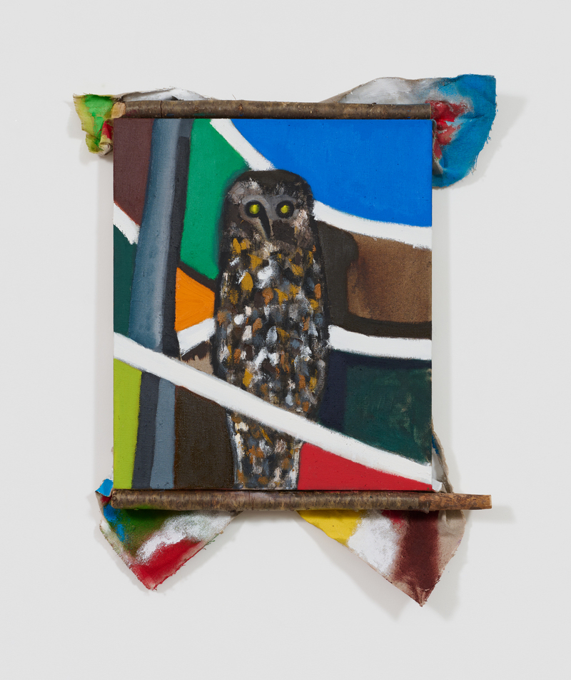 William Staples Paintings Oil, acrylic, spray paint with branches on linen.